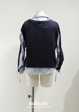 Navy Mixed Fabrics Layered Shirt