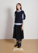 Navy Mixed Fabrics Layered Shirt