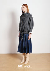 Charcoal Ruffles Zip-up Wool Jacket