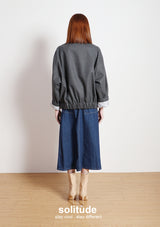 Charcoal Ruffles Zip-up Wool Jacket