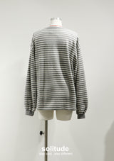 Grey Striped Flowers Top