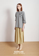 Grey Striped Flowers Top