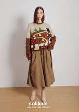 Beige Garden Patterned Wool Top