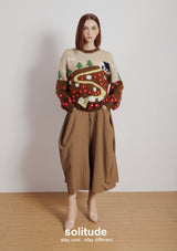 Beige Garden Patterned Wool Top