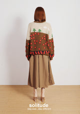 Beige Garden Patterned Wool Top