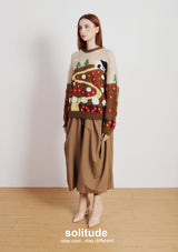 Beige Garden Patterned Wool Top