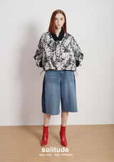 Black & White Pattern Cropped Jacket