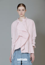 Pink Striped Shirt with Drawstring Details