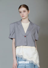 Cropped Sleeveless Stripe Blazzer