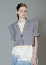 Cropped Sleeveless Stripe Blazzer