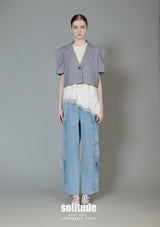 Cropped Sleeveless Stripe Blazzer