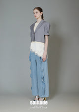 Cropped Sleeveless Stripe Blazzer