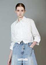 White Floral Applique Blouse