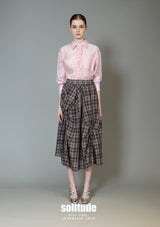 Brown Checkered Plaid Skirt