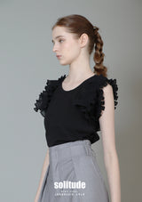 Black Ruffles Cropped Tank Top