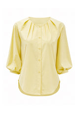 Yellow Sleeves-Twist Woven Top