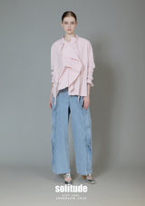 Heavy Washed Denim Ruffles Denim Pants