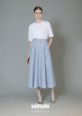 Blue Striped A-line Long Skirt
