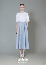 Blue Striped A-line Long Skirt