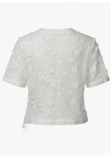 White Sheer Beaded Applique Top