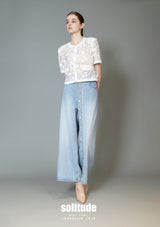White Sheer Beaded Applique Top