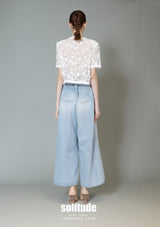 White Sheer Beaded Applique Top
