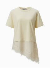 Beige Lace Hems Knitted Top