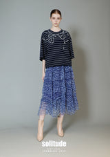Royal Blue Checkered Tulle Skirt