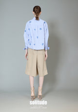 Blue Checkered Embroidered Long Sleeve Shirt