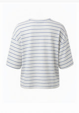 White Striped Print with Hand-sewn Peals