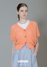 Orange Knit Cardigan Vest