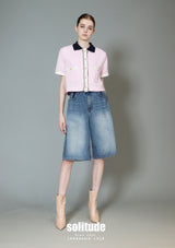Pink Pearl Botton Tweed Jacket