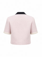 Pink Pearl Botton Tweed Jacket