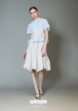 Blue Gathered Short Sleeves Top