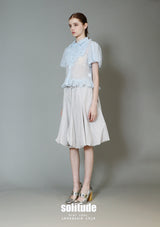 Blue Gathered Short Sleeves Top