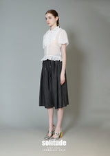 White Gathred Short Sleeves Top