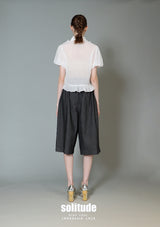 White Gathred Short Sleeves Top