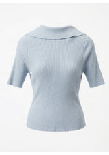 Baby Blue Knitted Polo Top