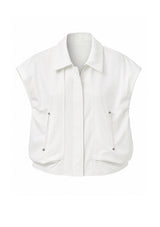 White Oversized Zip Up Waistcoat