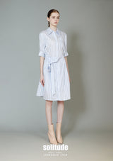 Striped Botton-Up Short Sleeve Dress
