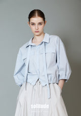 Powder Blue Puff Sleeves Shirt Jacket