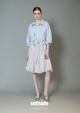 Powder Blue Puff Sleeves Shirt Jacket