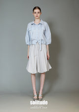 Powder Blue Puff Sleeves Shirt Jacket