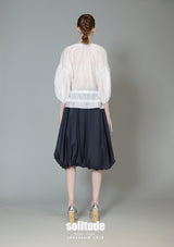White Lace Trimmed Drawsting Top