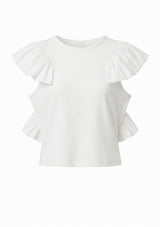White Ruffles Cropped Tank Top