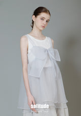 Grey Chiffon Ribbon Vest