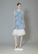 Bows-Front Denim Vest Dress