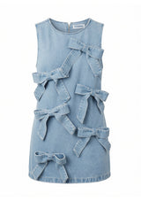 Bows-Front Denim Vest Dress