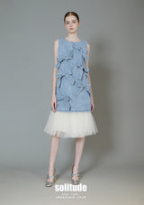 Bows-Front Denim Vest Dress