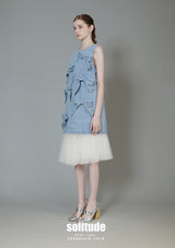Bows-Front Denim Vest Dress
